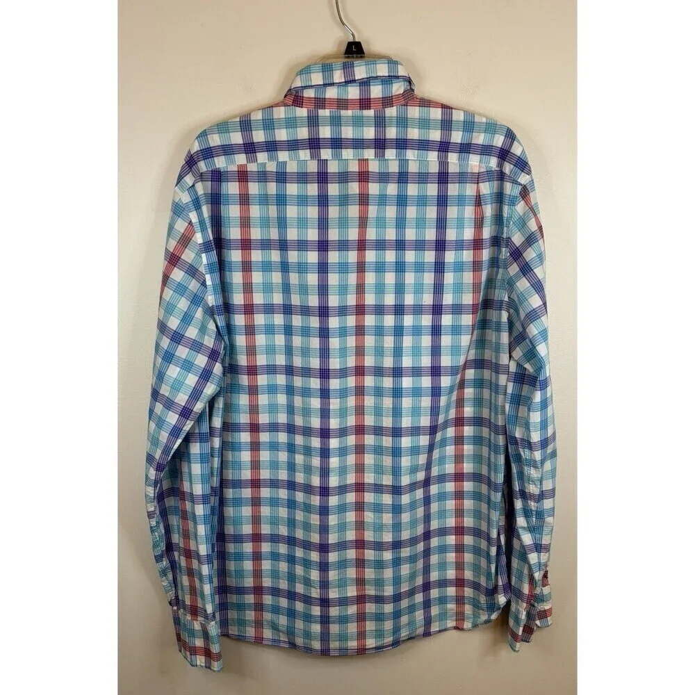 J CREW Casual Flex Button Down Shirt Men XL Slim Fit Light Weight Plaid Cotton